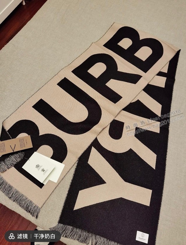 Burberry情侶圍巾羊絨圍巾披肩 巴寶莉2021新款大字母圍巾  mmj1228